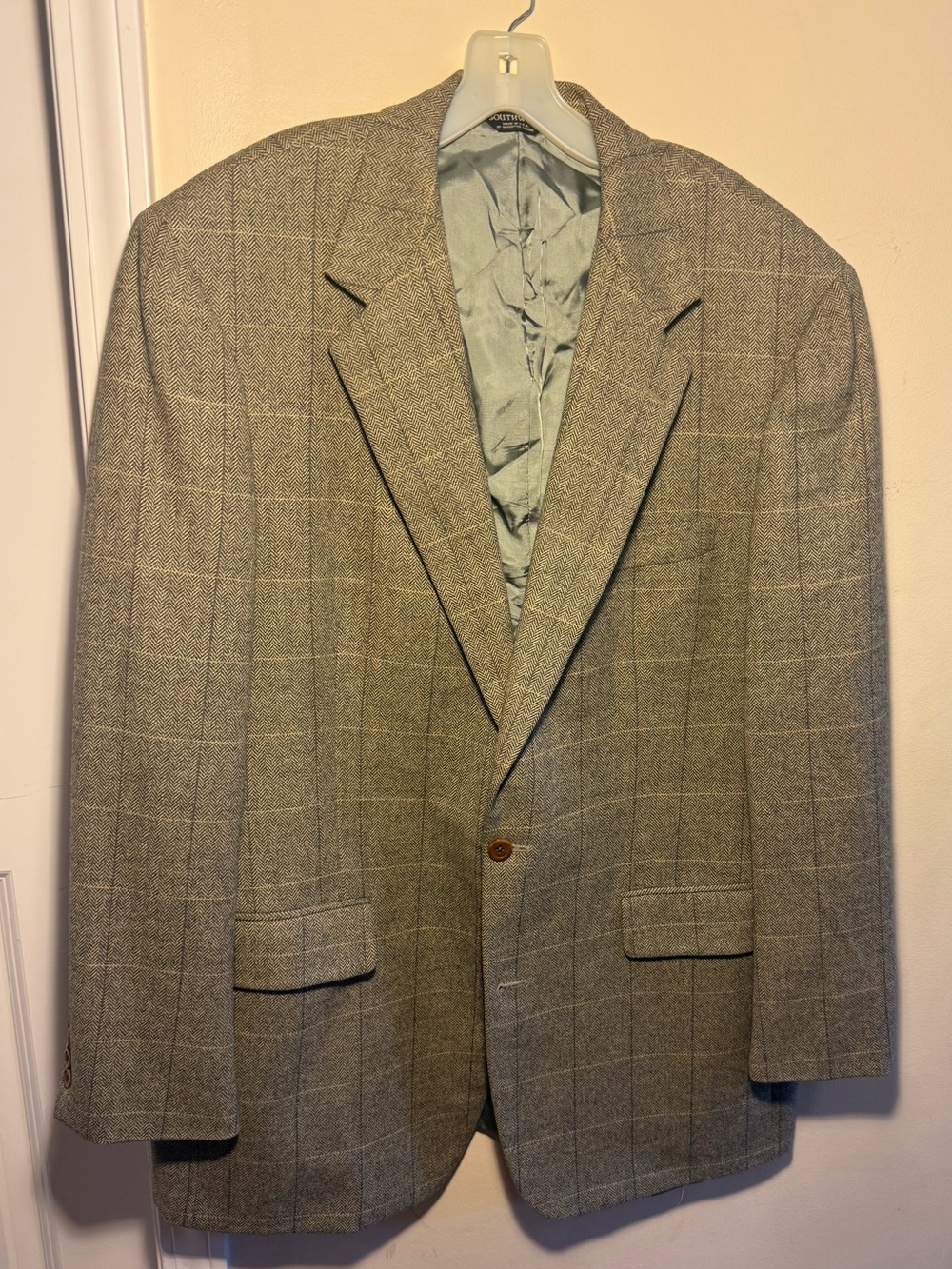 Southwick for H Stockton Men's brown Windowpane Wool Blazer